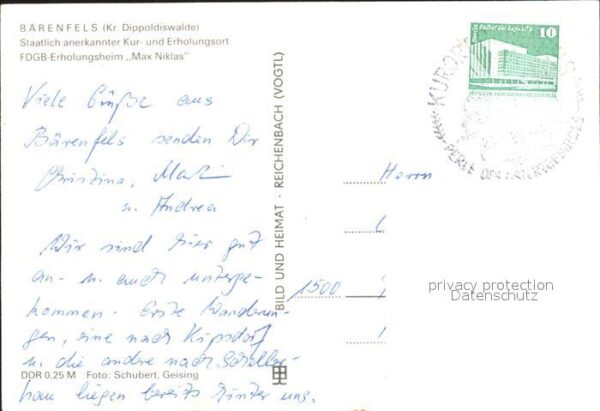 Baerenfels Erzgebirge Kr Dippoldiswalde FDGB Erholungsheim Ma – Bild 2
