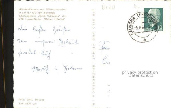 Neuhaus Rennweg Erholungsheim Ernst Thälmann VEB Leuna – Bild 2