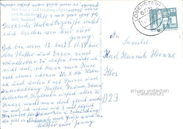 Saaldorf Bad Lobenstein ZBE Ferien Erholungsobjekt LEN Bezirk G – Bild 2