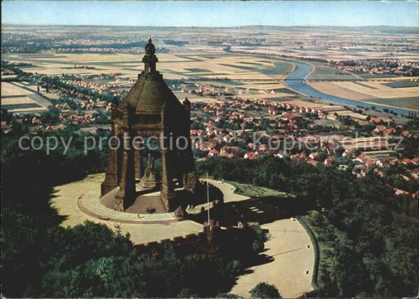 Porta Westfalica Fliegeraufnahme Kaiser Wilhelm Denkmal