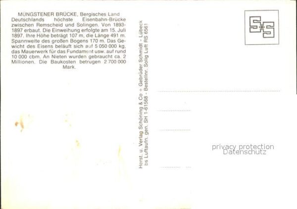 Muengsten Eisenbahn-Brücke Fliegeraufnahme – Bild 2