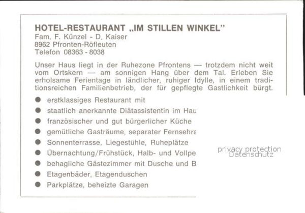 Pfronten Hotel Restaurant Im stillen Winkel – Bild 2
