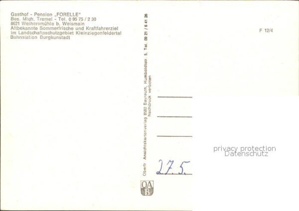 Weihersmuehle Bamberg Gasthof Pension Forelle – Bild 2