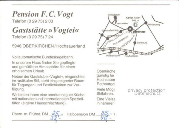 Oberkirchen Sauerland Pension F C Vogt – Bild 2