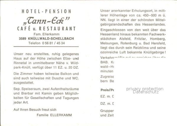 Schellbach Knuellwald Hotel Pension Tann Eck – Bild 2