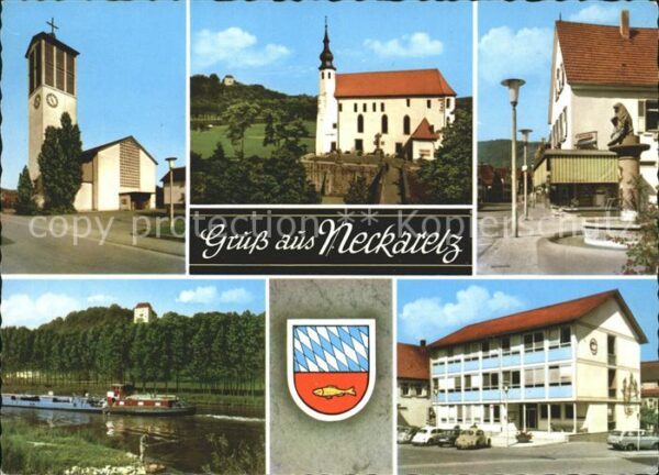 Neckarelz Kriche Brunnen Lastkahn