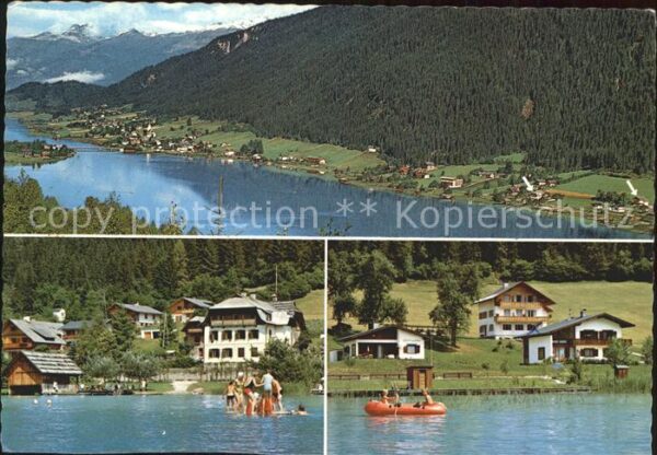 Weissensee Kaernten Fliegeraufnahme Gästehaus Bergblick und