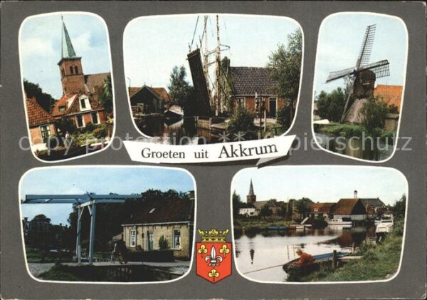 Akkrum Kirche Zugbrücken Windmühle Teilansicht