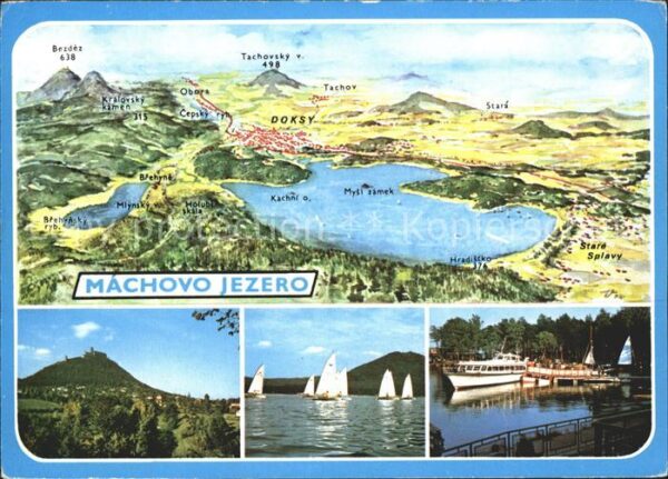 Machovo Jezero Panoramakarte Segelschiffe Fahrgastschi