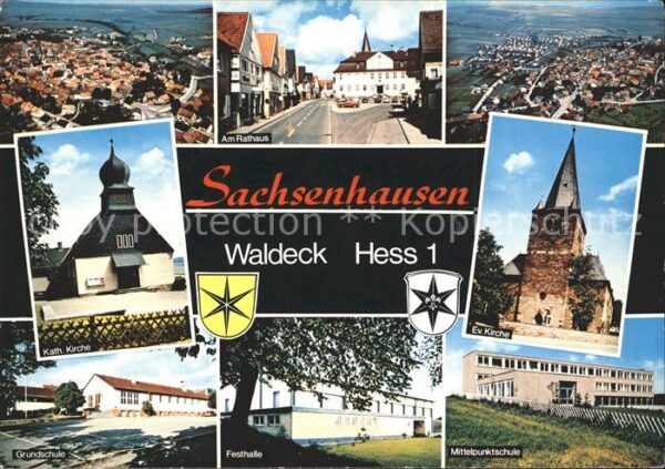 Sachsenhausen Frankfurt Total Rathaus Kath und Ev Kirchen Grund