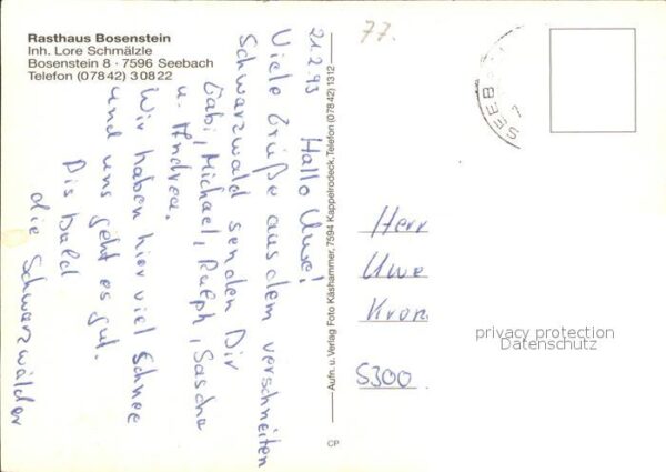 Seebach Ortenaukreis Rasthaus Bosenstein Gaststube – Bild 2