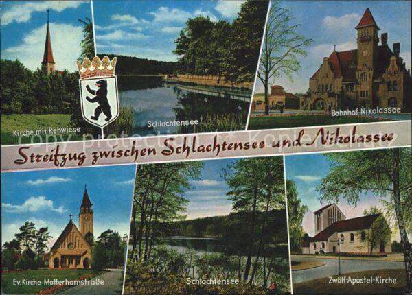 Schlachtensee Kirche mit Rehwiese Schlachtensee Bahnh