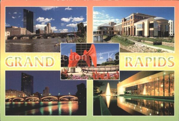 Grand Rapids Michigan Grand River ans Skyline Van Andel Museu
