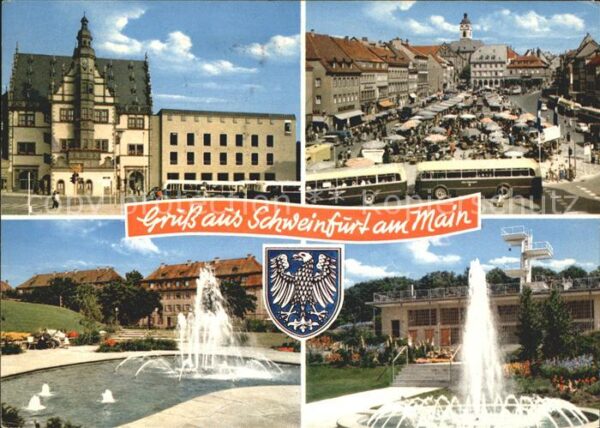 Schweinfurt Rathaus Markt Springbrunnen Schwimmbad