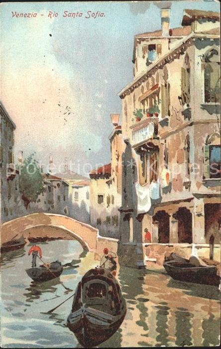 Venezia Venedig Rio Santa Sofia Künstlerkarte