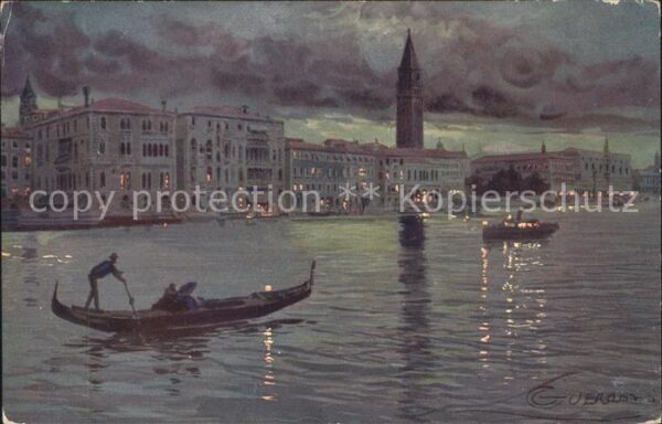 Venezia Venedig Canal Grande am Abend Künstlerkarte