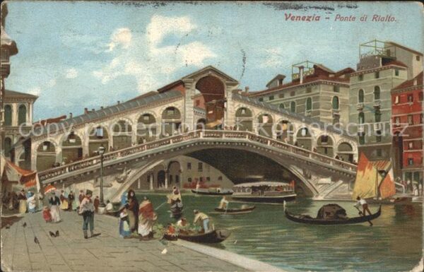 Venedig Venezia Ponte di Rialto Künstlerkarte