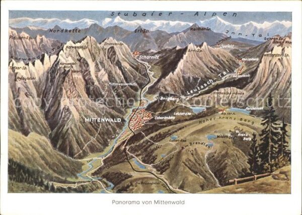 Mittenwald Bayern Panoramakarte