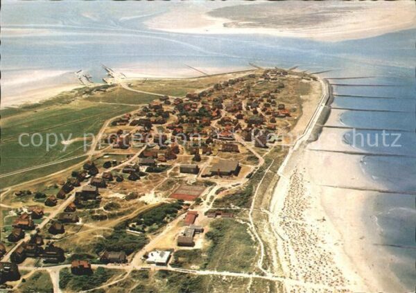 Baltrum Nordseebad Fliegeraufnahme Strand mit Norderney