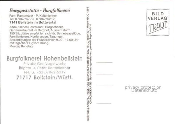 Beilstein Wuerttemberg Burggasstätte Burgfalknerei – Bild 2
