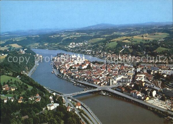 Passau Fliegeraufnahme Dreiflüssestadt Donau I