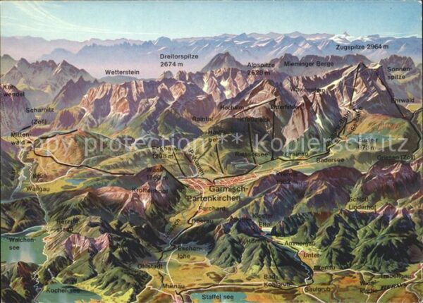 Garmisch-Partenkirchen Panoramakarte Werdenfelser Land