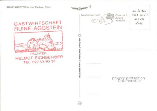 Wachau Oesterreich Ruine Aggstein Fliegeraufnahme – Bild 2