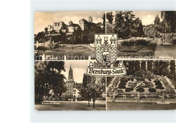 Bernburg Saale Schloss Kreiskulturhaus Blumenuhr Rosen