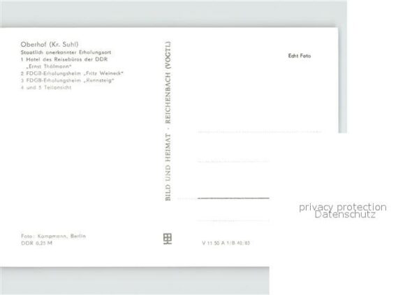 Oberhof Thueringen Kreis Suhl Hotel Ernst Thälmann FDGB Er – Bild 2