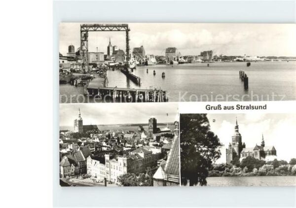 Stralsund Mecklenburg Vorpommern Rügendammbrücke Marienkirche