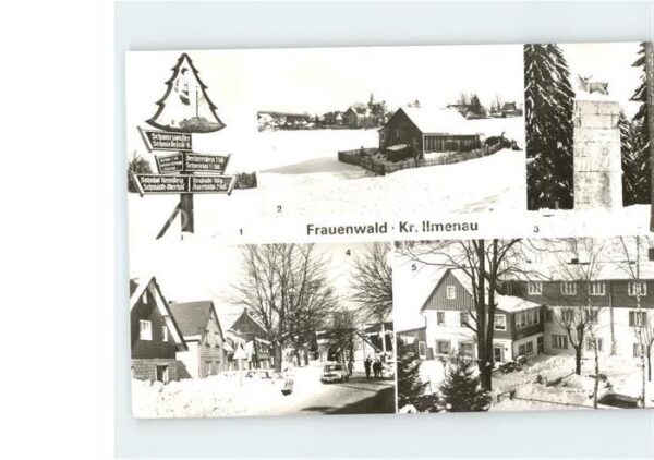 Frauenwald Thueringen Wegweiser Monument am Bohrstuhl Waldpen