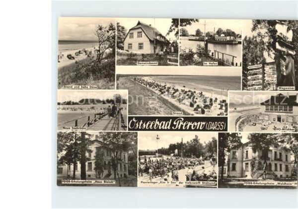 Prerow Ostseebad Hafen Gemeindeamt Wegweiser Milchbar