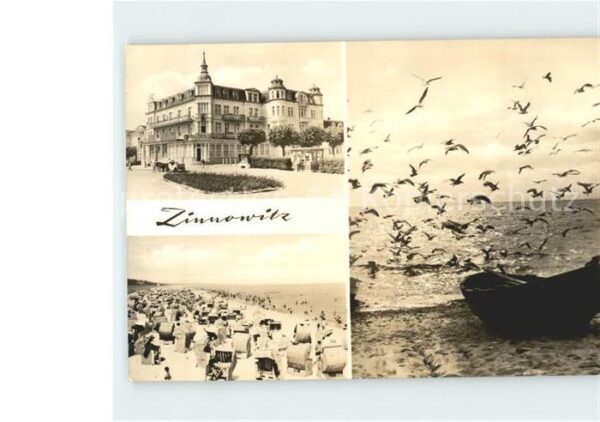 Zinnowitz Ostseebad Usedom Strand Möwen Boot Heim Glück auf