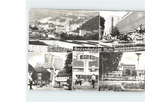 Suhl Thueringer Wald Diana Brunnen Zeituhr Haus Gewerkschaft