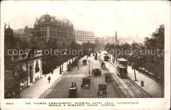 London Thames Embankment Showing Hotel Cecil C
