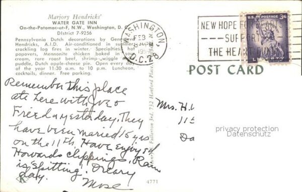 Washington DC Marjory Hendricks Water Gate Inn – Bild 2