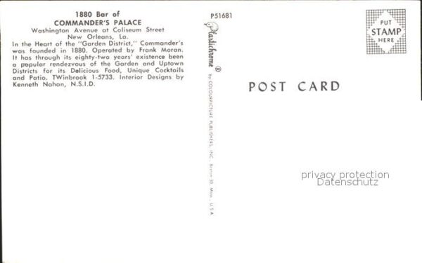 New Orleans Louisiana 1880 Bar Commanders Palace – Bild 2