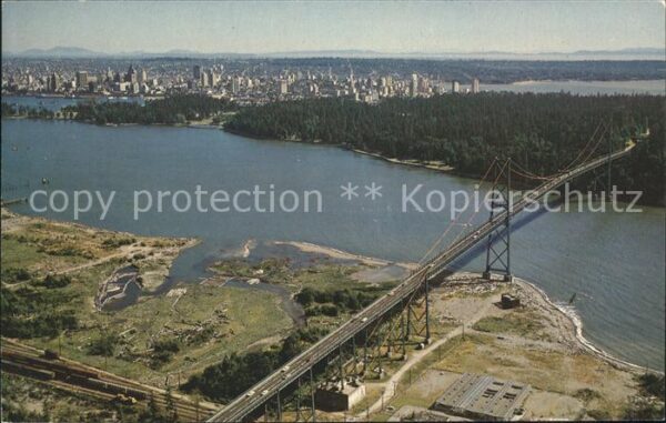 Vancouver British Columbia Lions Gate Bridge Fliegeraufnahme
