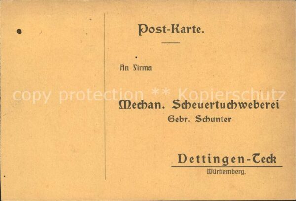 Dettingen Teck Geschäftskarte Scheuertuchweberei