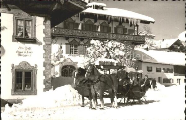 Wallgau Alte Post Pferdekutsche Gasthof Post