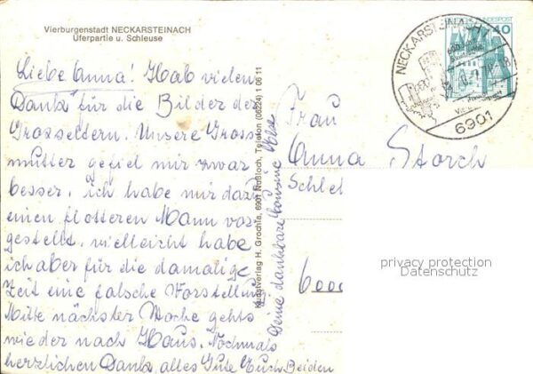 Motorschiffe Neckarsteinach Uferpartie Schleuse – Bild 2