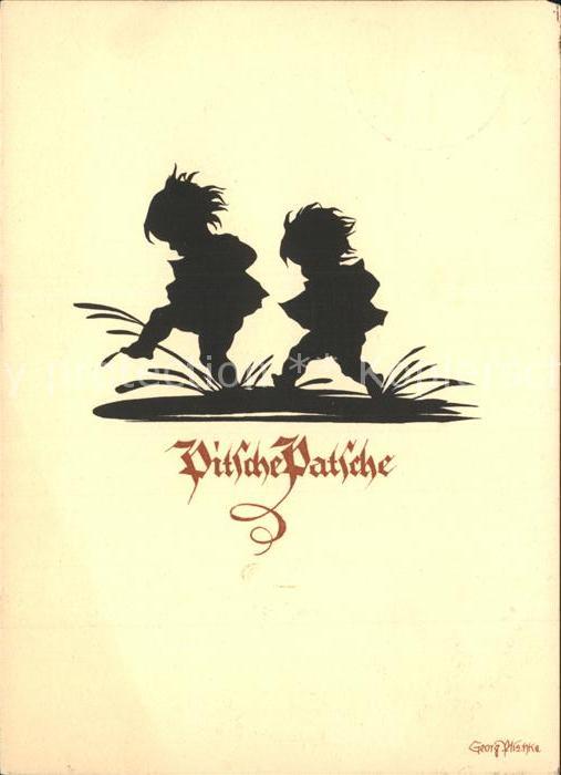 Scherenschnitt Schattenbildkarte Georg Plischk Kinder