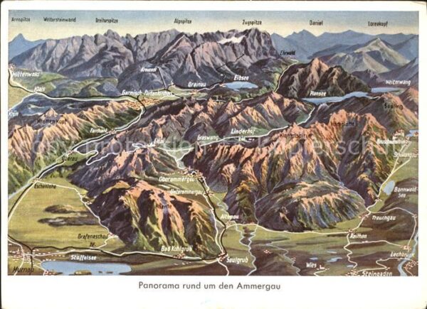Panoramakarte Ammergau Grainau Farchant Oberau