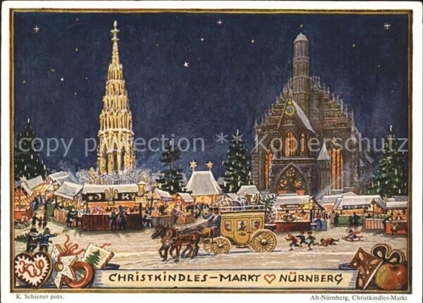 Nuernberg Christkindlesmarkt Künstlerkarte K. Sch