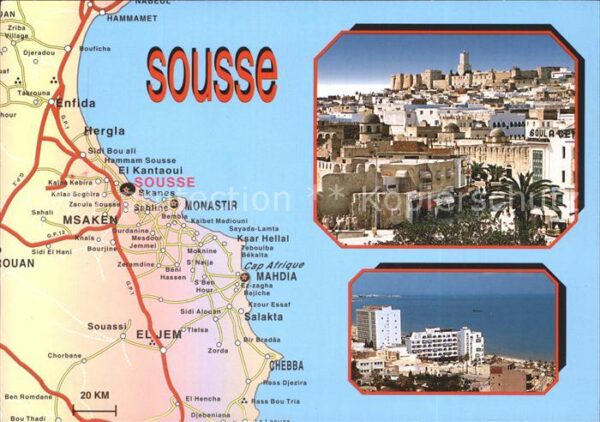 SOUSSE  Tunesie Landkarte