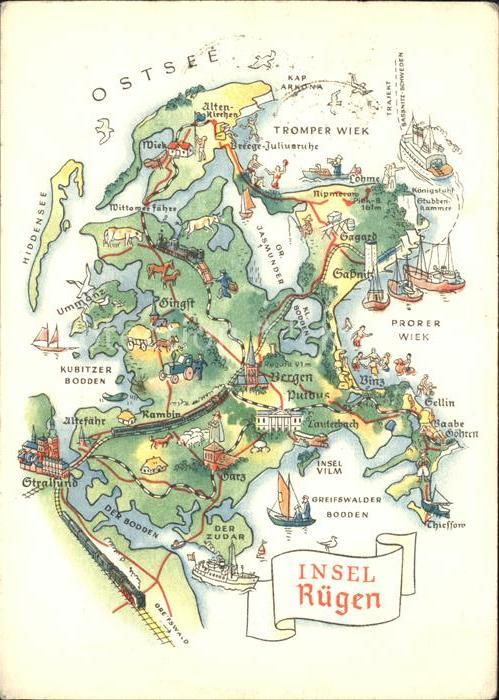 Insel Ruegen Landkarte Insel Vilm Bergen Putbus Ramb