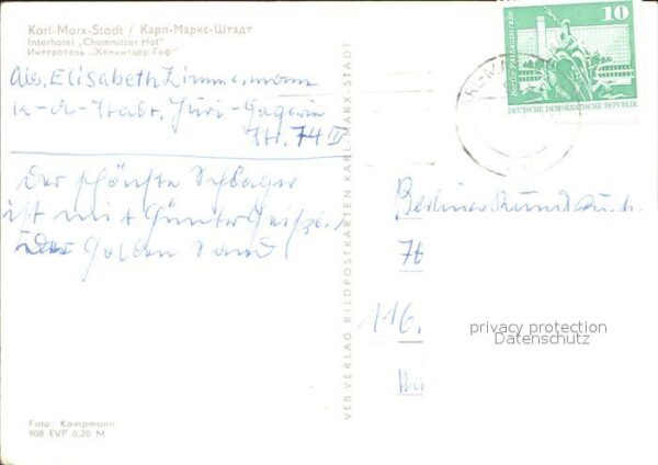 Karl-Marx-Stadt Interhotel Chemnitzer Hof – Bild 2