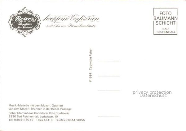 Bad Reichenhall Mozart Quartett Reber Confiserie – Bild 2