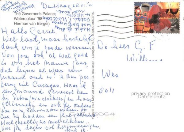 Curacao Niederlaendische Antillen Governors Palace Künstlerkarte Herman v – Bild 2