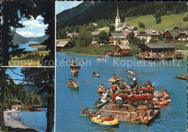 Weissensee Kaernten Fähre Boote Kirche